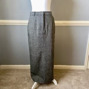 David Hollis Wool Blend Maxi Skirt Size 8 Gray Tweed Career Classic Academia